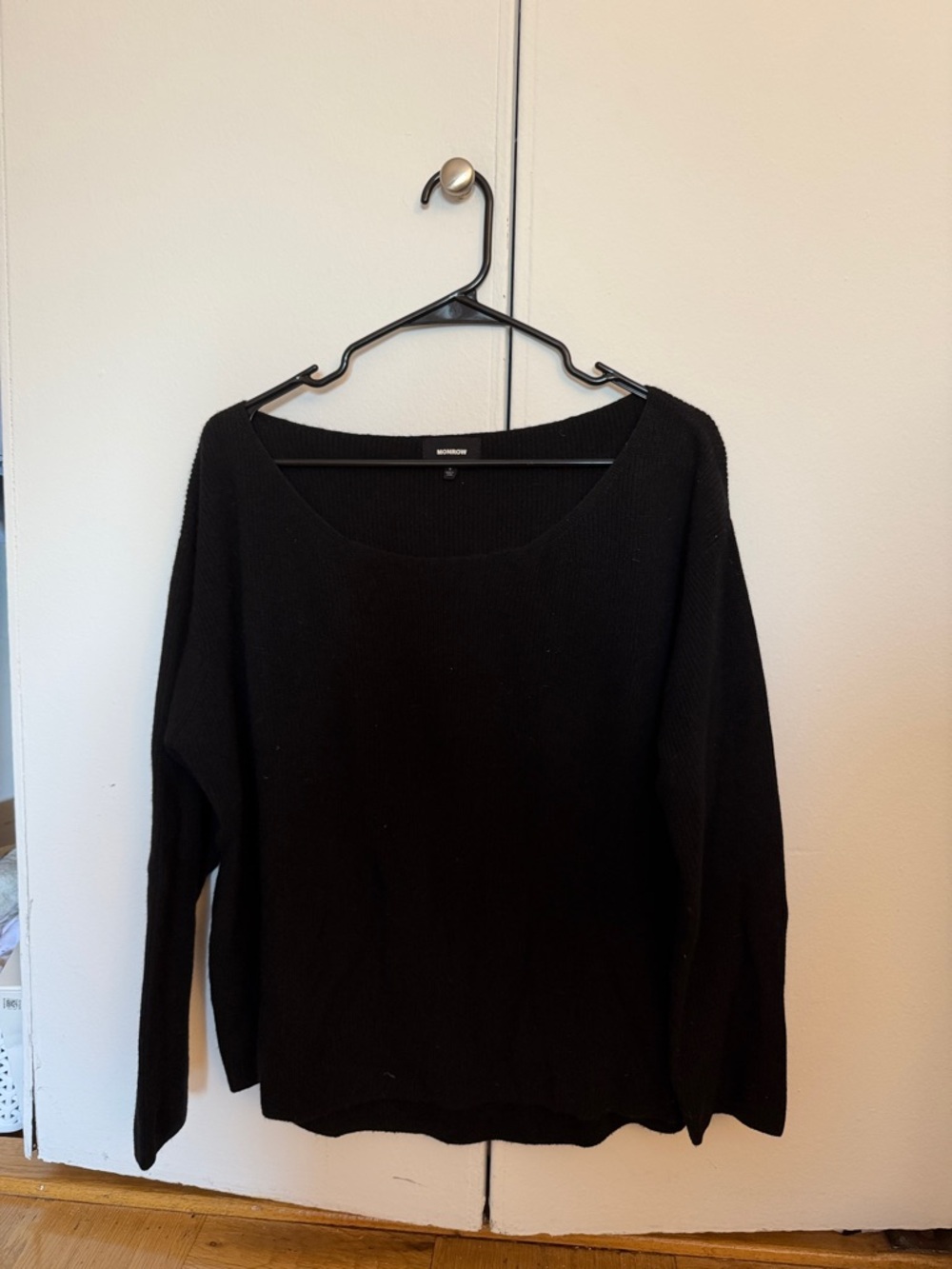 Monrow Black Scoop Neck Sweater